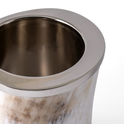 Elegant natural horn ice holder with bronze-plated brass structure – luxury made in Italy table accessory