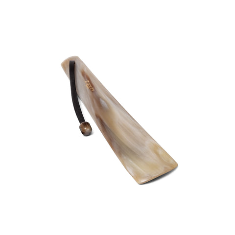 Elegant gift box for luxury handcrafted shoehorn with leather lace and natural horn stopper – made in Italy