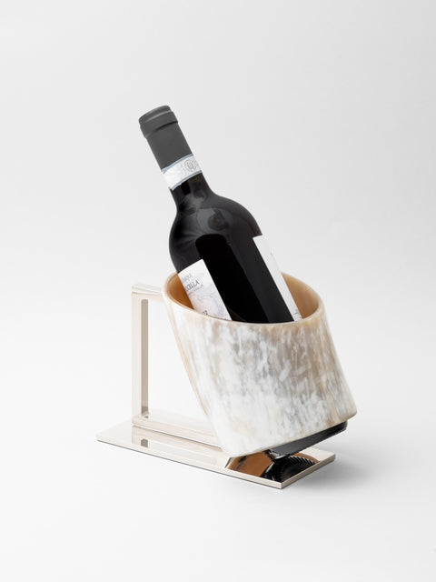 luxury wine holder in natural horn and brass made in Italy