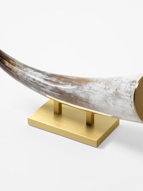 luxury decor in natural horn and satin brass small sculpture