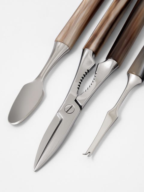 lobster cutlery set with natural horn handles handmade in italy