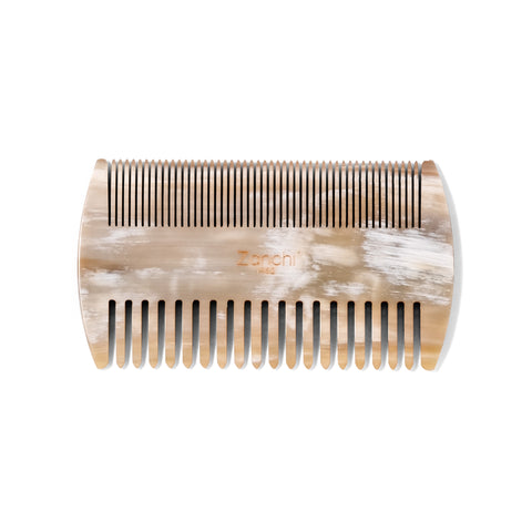 Luxury handcrafted natural horn layered beard and moustache brush with natural bristles – made in Italy for grooming