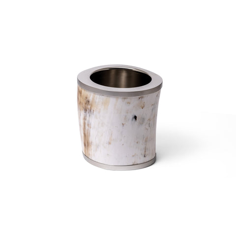 Luxury ice holder in natural horn with white bronze plated brass structure – handcrafted in Italy