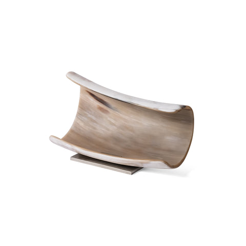 Luxury tilted bowl in natural horn with nickel plated brass base – handcrafted in Italy