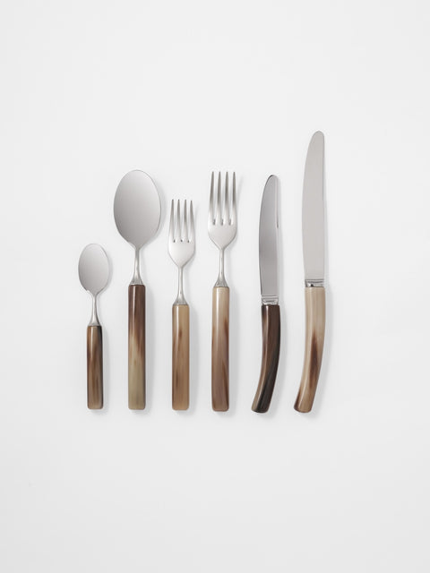luxury table cutlery set with natural horn handles by Zanchi 1952