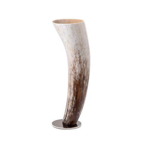 Luxury vase in natural horn with nickel plated brass base – handcrafted in Italy
