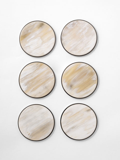 coaster set of six in natural horn