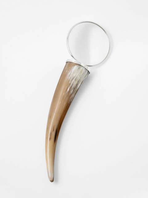 table magnifying glass in natural horn handmade in italy