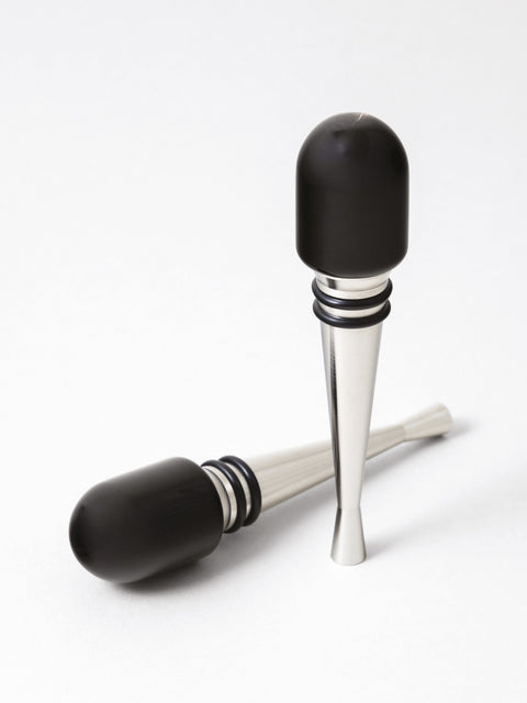 stainless steel stoppers with natural horn details made in italy